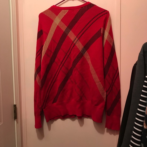 Land’s End Red Patterned Supima Cotton Cardigan - Picture 3 of 8